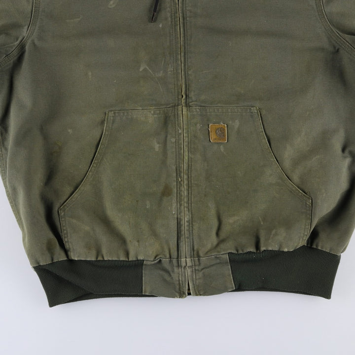 00'S Carhartt Active Jacket Duck Full Zip Hoodie Men's XL cotton Khaki type Vintage Second Hand