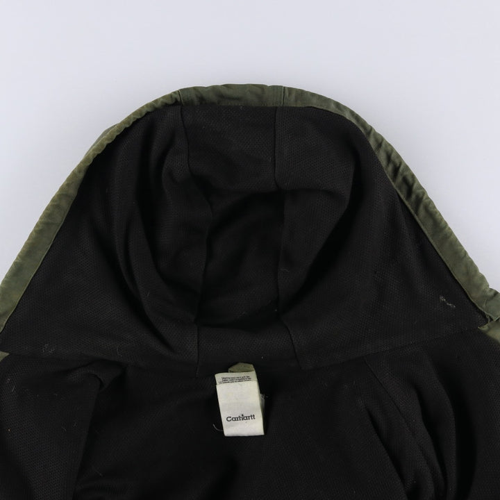 00'S Carhartt Active Jacket Duck Full Zip Hoodie Men's XL cotton Khaki type Vintage Second Hand