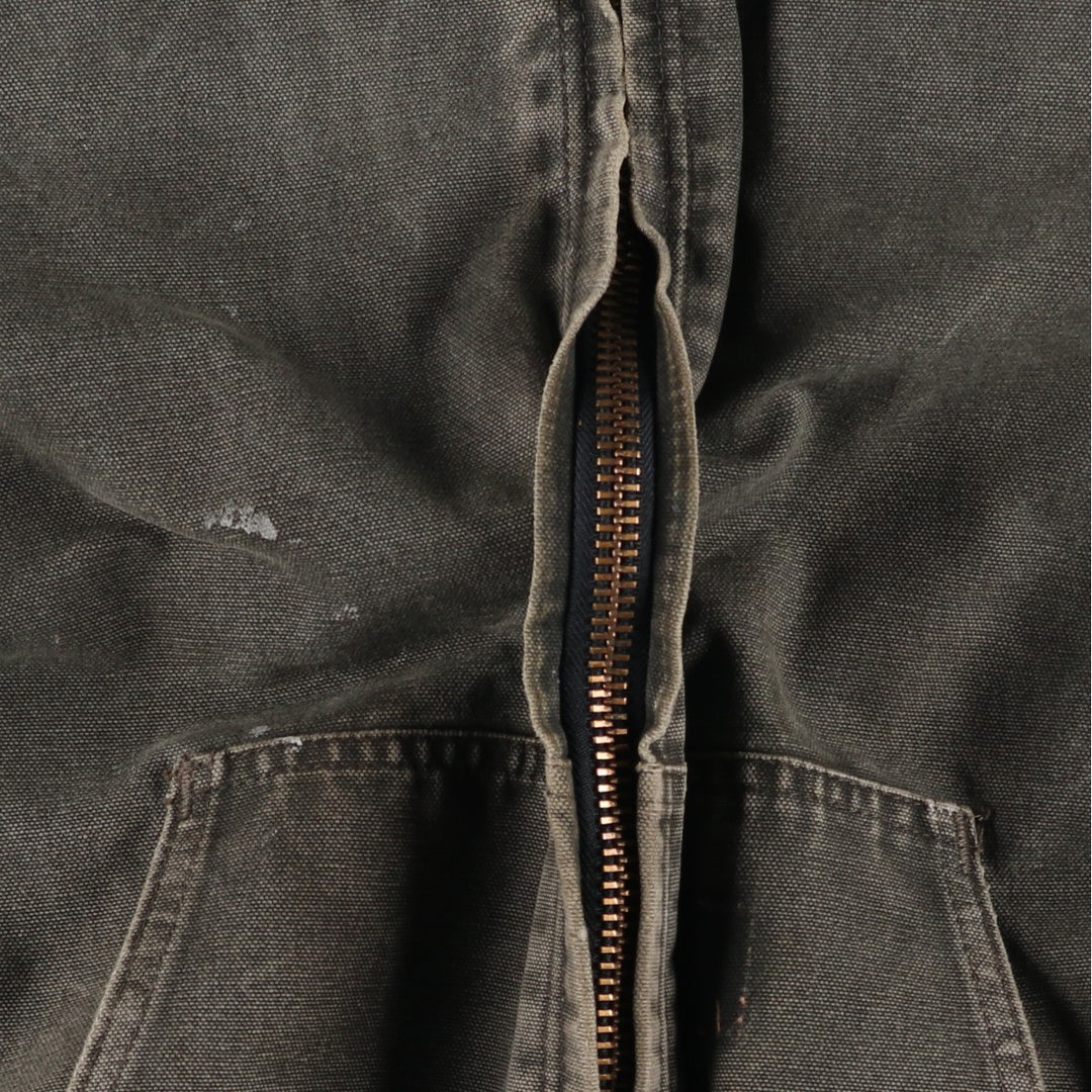 2000'S Carhartt Active Jacket, Padded Duck Full Zip Hoodie, Men's Size XL cotton Khaki type Vintage Second Hand