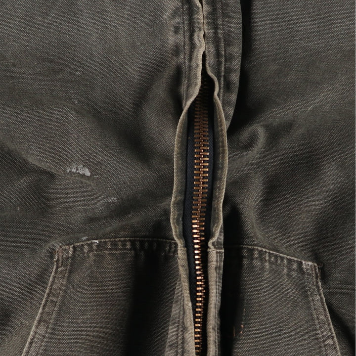 2000'S Carhartt Active Jacket, Padded Duck Full Zip Hoodie, Men's Size XL cotton Khaki type Vintage Second Hand