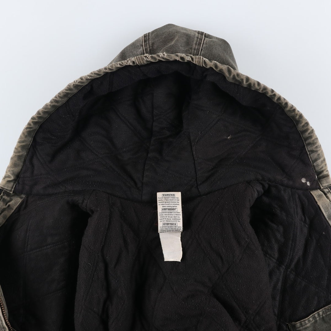 2000'S Carhartt Active Jacket, Padded Duck Full Zip Hoodie, Men's Size XL cotton Khaki type Vintage Second Hand