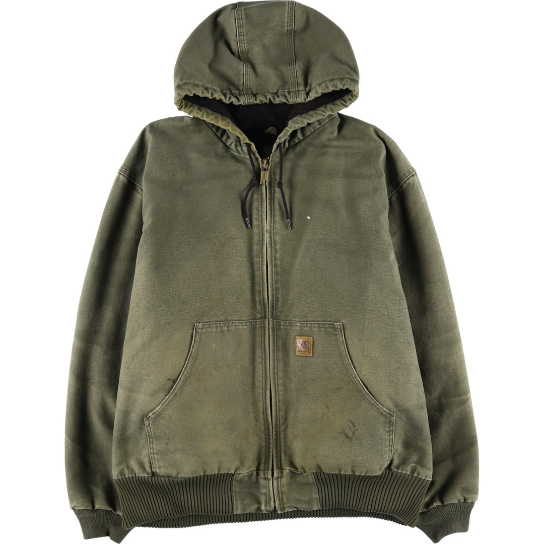 Carhartt Active Jacket, Padded Duck Full-Zip Hoodie, Men's XL cotton Khaki type Vintage Second Hand