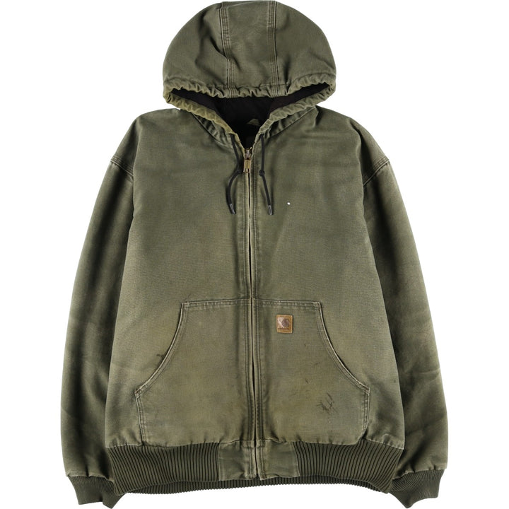 Carhartt Active Jacket, Padded Duck Full-Zip Hoodie, Men's XL cotton Khaki type Vintage Second Hand