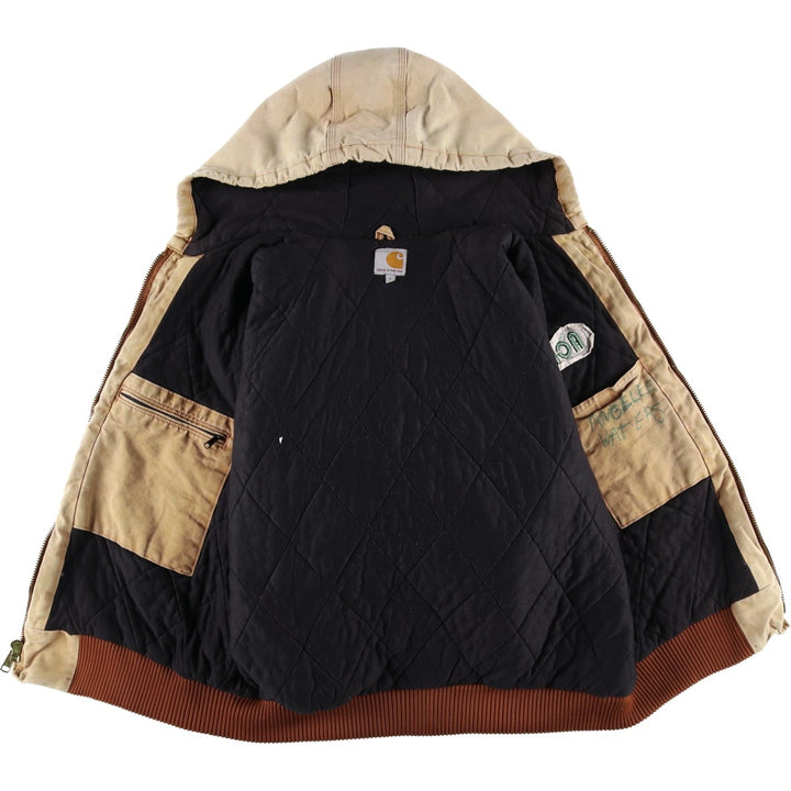Carhartt Active Jacket, Padded Duck Full-Zip Hoodie, Made in USA, Men's Size L cotton Beige type Vintage Second Hand