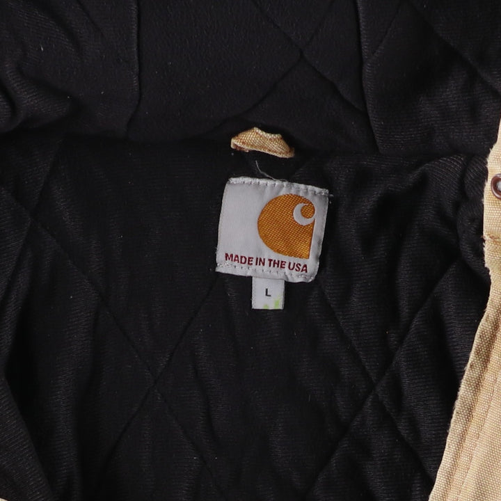 Carhartt Active Jacket, Padded Duck Full-Zip Hoodie, Made in USA, Men's Size L cotton Beige type Vintage Second Hand