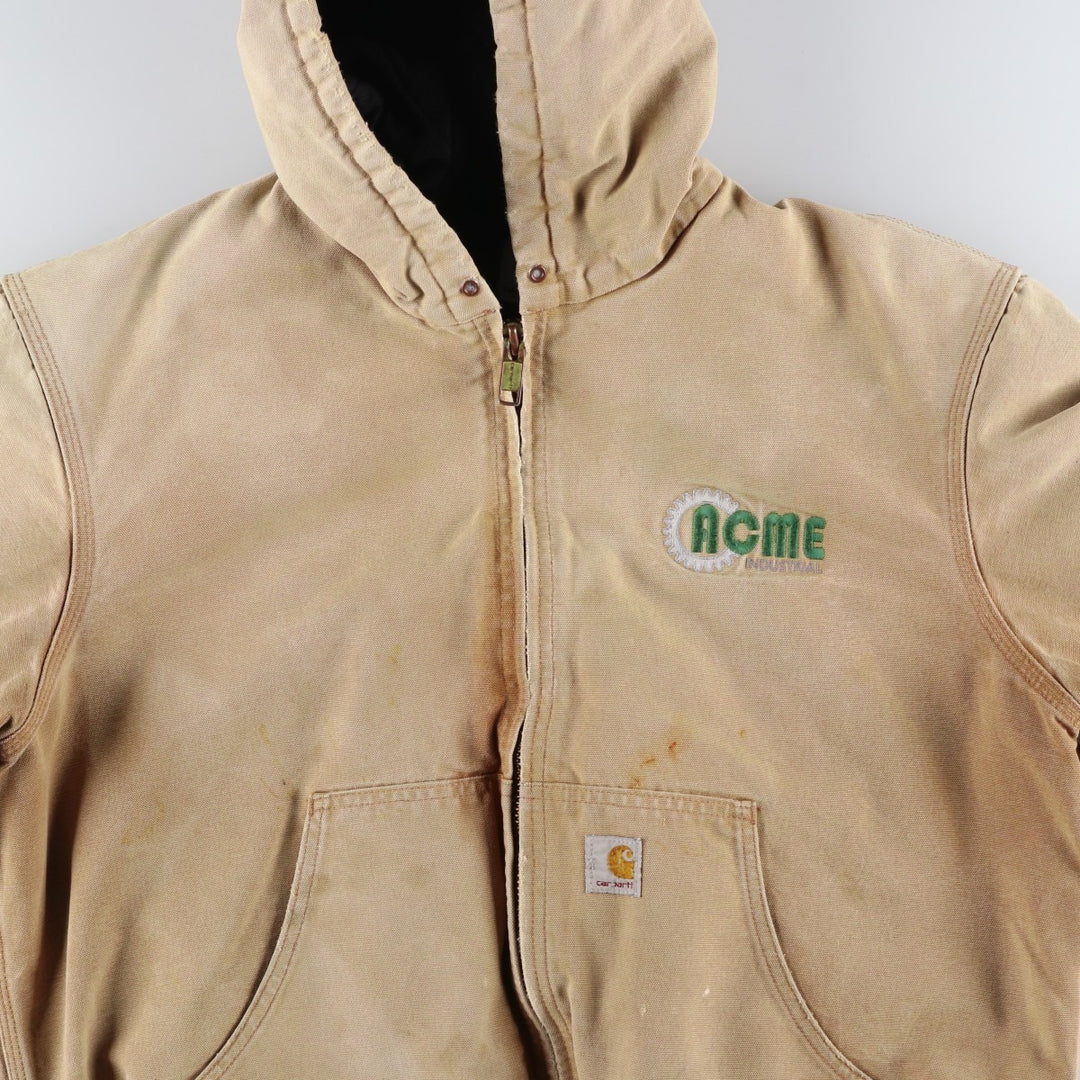 Carhartt Active Jacket, Padded Duck Full-Zip Hoodie, Made in USA, Men's Size L cotton Beige type Vintage Second Hand