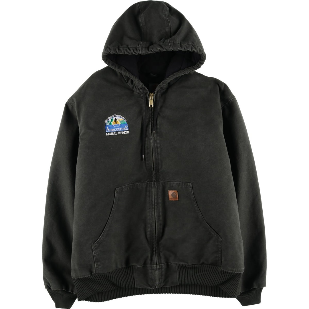 00'S Carhartt Active Jacket Duck Full Zip Hoodie Men's XL cotton Khaki type Vintage Second Hand