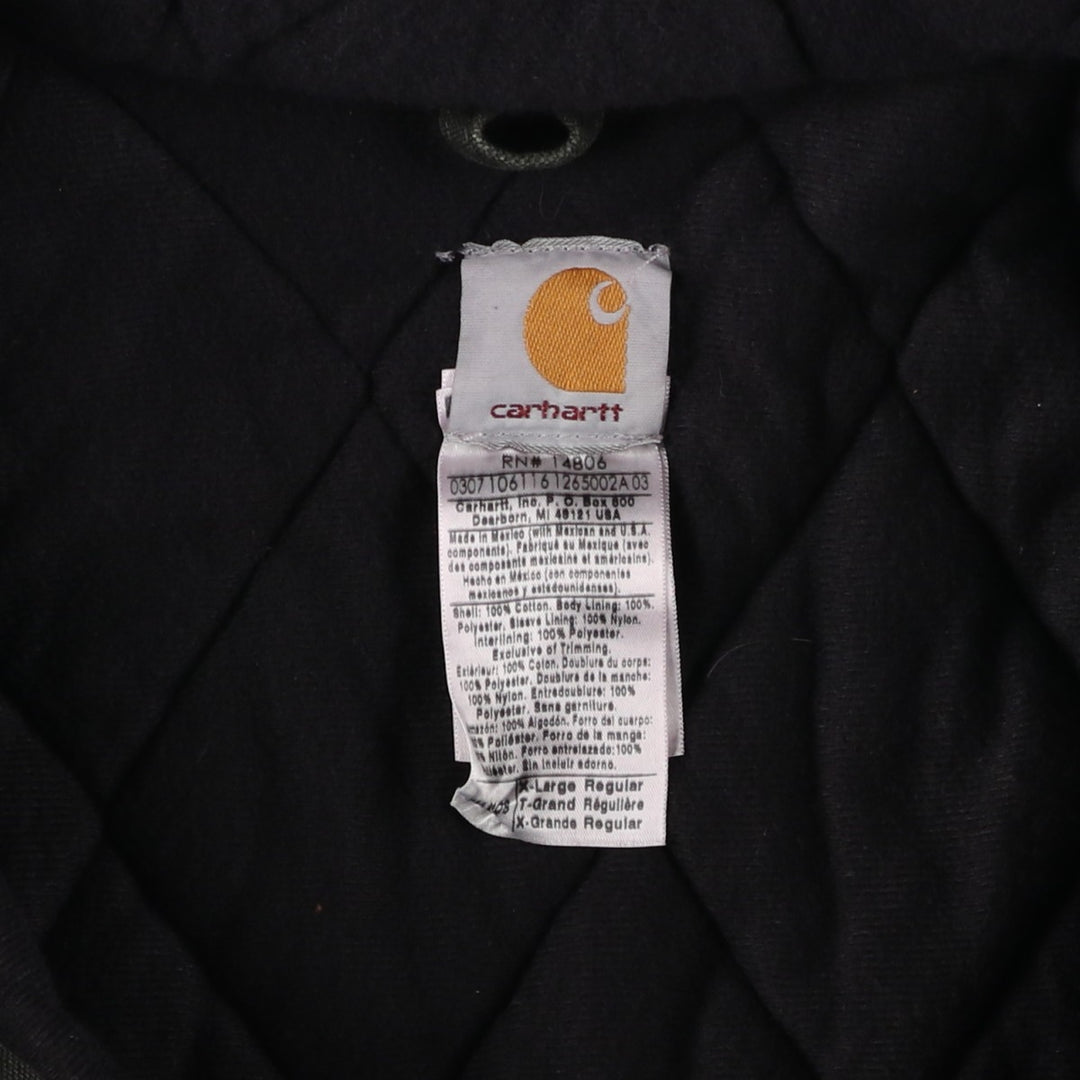 00'S Carhartt Active Jacket Duck Full Zip Hoodie Men's XL cotton Khaki type Vintage Second Hand