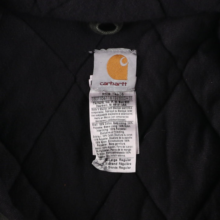 00'S Carhartt Active Jacket Duck Full Zip Hoodie Men's XL cotton Khaki type Vintage Second Hand