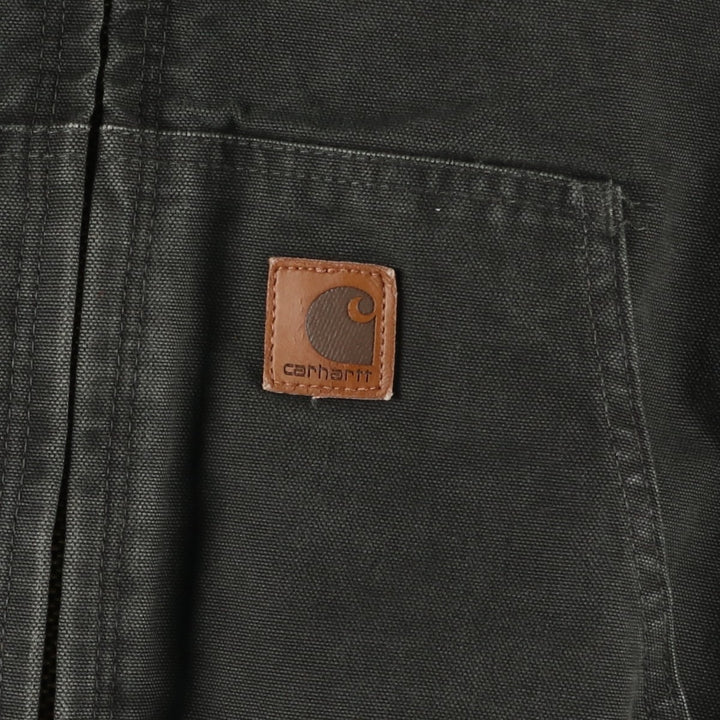 00'S Carhartt Active Jacket Duck Full Zip Hoodie Men's XL cotton Khaki type Vintage Second Hand