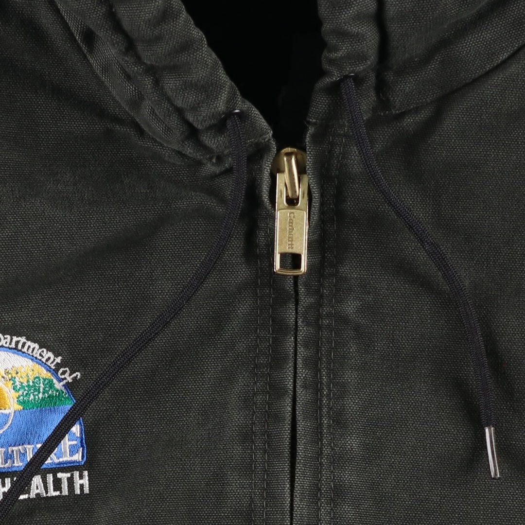 00'S Carhartt Active Jacket Duck Full Zip Hoodie Men's XL cotton Khaki type Vintage Second Hand