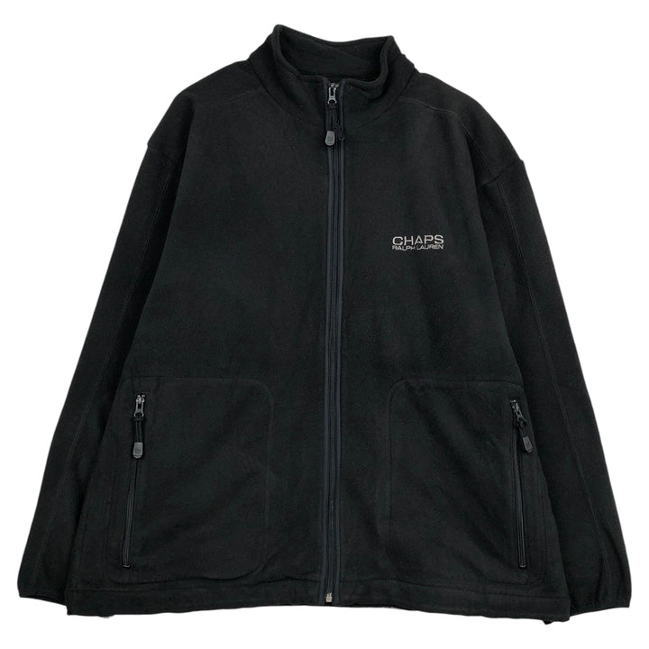 Ralph Lauren CHAPS fleece jacket, men's size L polyester black type Vintage Second Hand