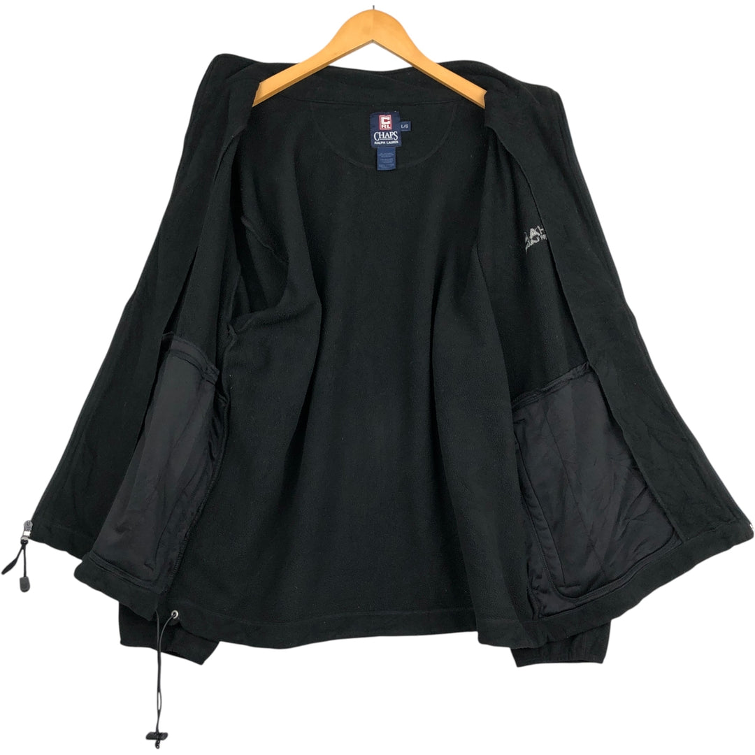 Ralph Lauren CHAPS fleece jacket, men's size L polyester black type Vintage Second Hand
