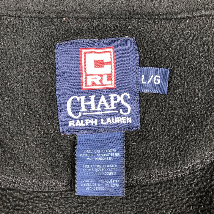 Ralph Lauren CHAPS fleece jacket, men's size L polyester black type Vintage Second Hand