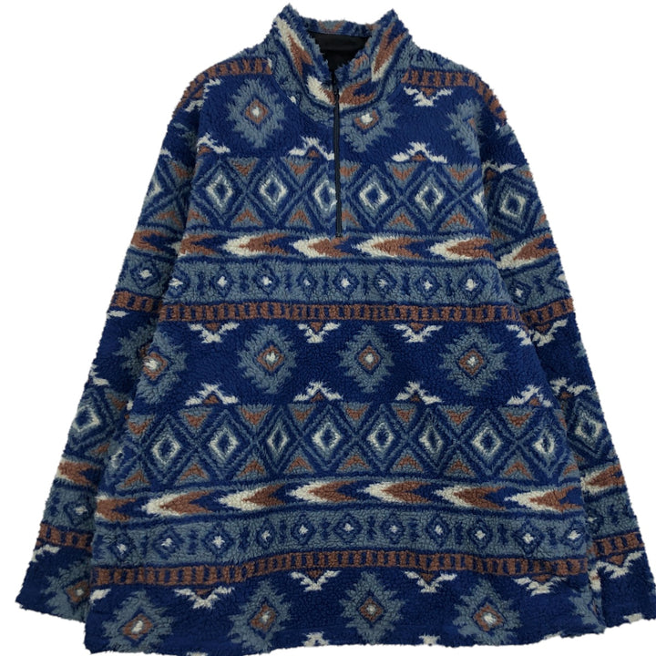 Wrangler Native Pattern Fleece Pullover, Men's Size XL polyester navy blue type Vintage Second Hand