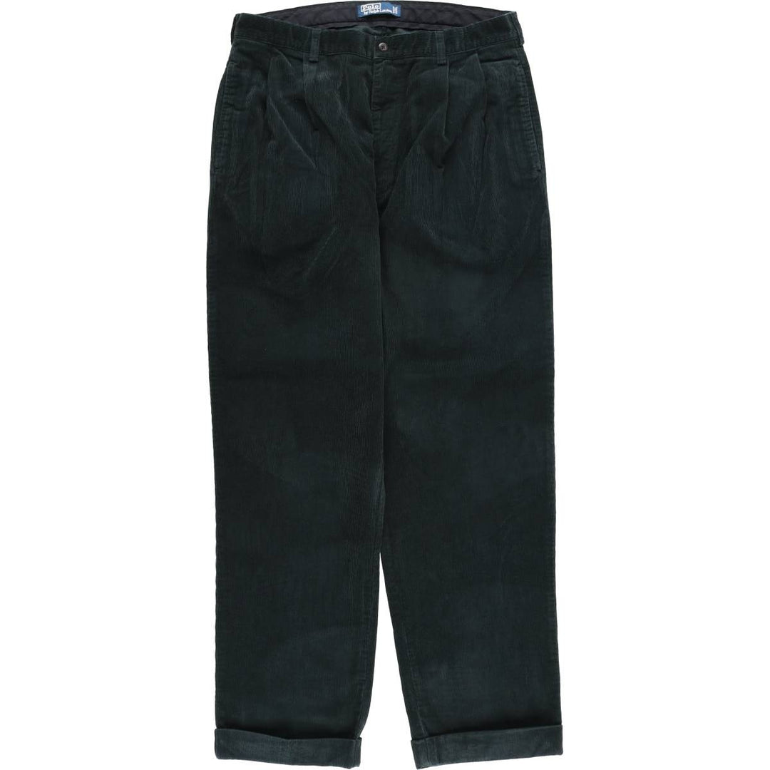 Ralph Lauren POLO by Ralph Lauren Two-pleat Corduroy Pants for Men, W36 cotton Green type dark green Vintage Second Hand