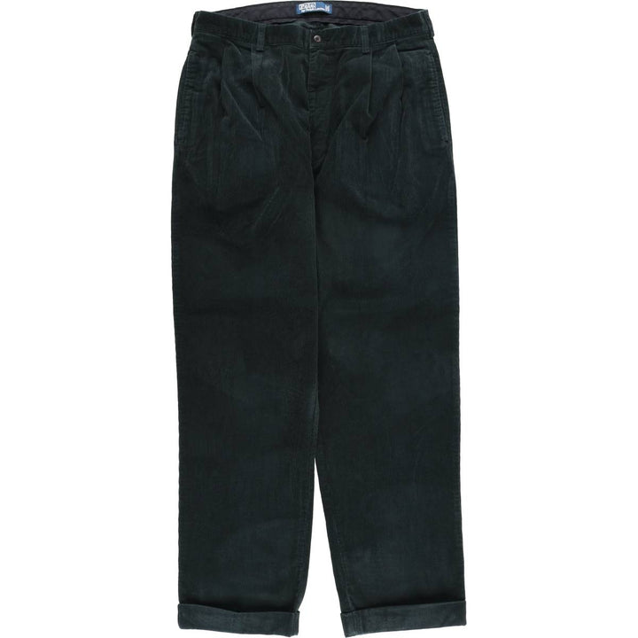 Ralph Lauren POLO by Ralph Lauren Two-pleat Corduroy Pants for Men, W36 cotton Green type dark green Vintage Second Hand