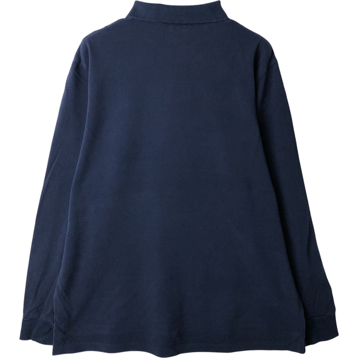 Ralph Lauren POLO RALPH LAUREN CLASSIC FIT long-sleeved polo shirt, men's size L cotton navy blue type Vintage Second Hand