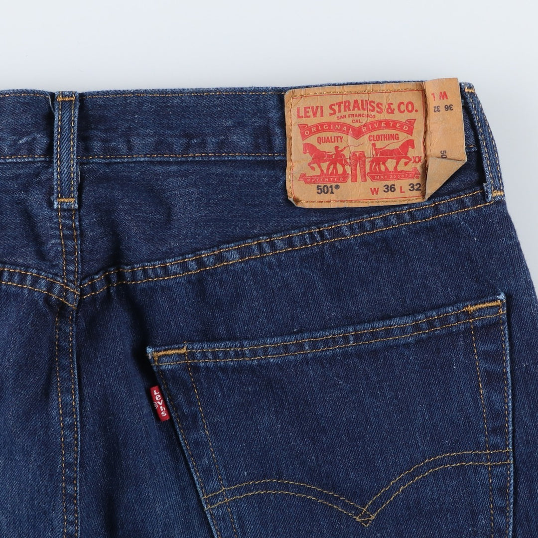 Levi's 501 dark blue straight denim pants, men's size W37 cotton navy blue type Vintage Second Hand
