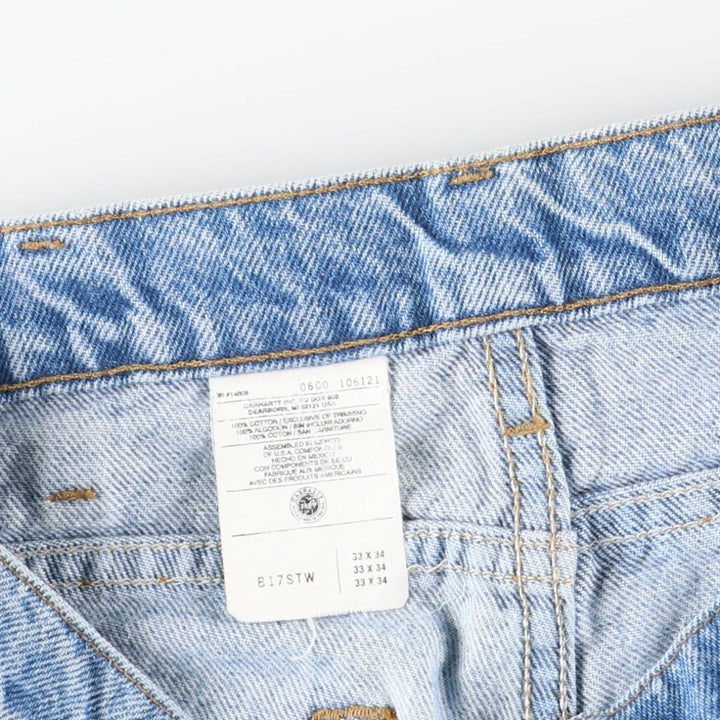 00'S Carhartt tapered denim pants for men, W33 equivalent cotton Blue type light blue Vintage Second Hand