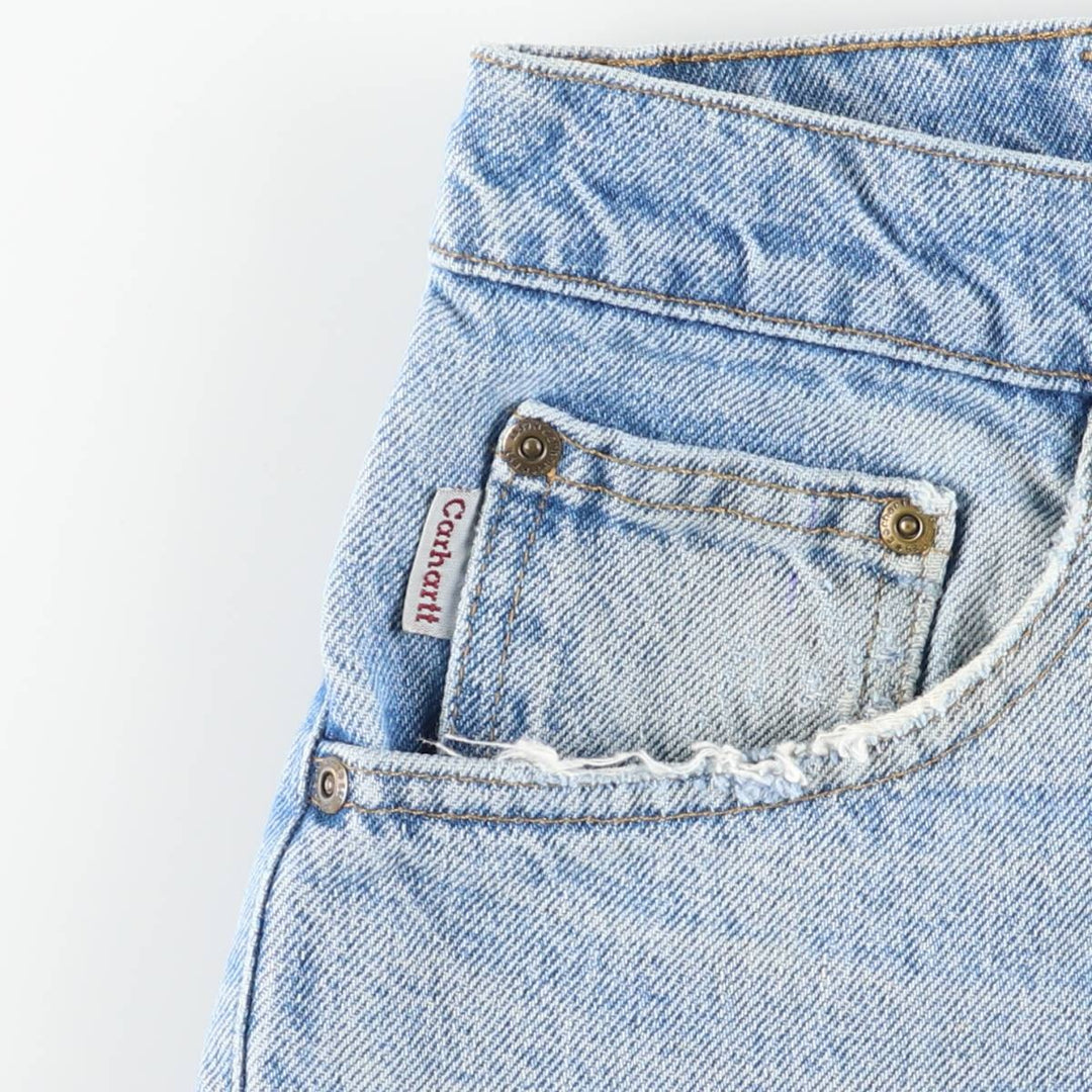00'S Carhartt tapered denim pants for men, W33 equivalent cotton Blue type light blue Vintage Second Hand