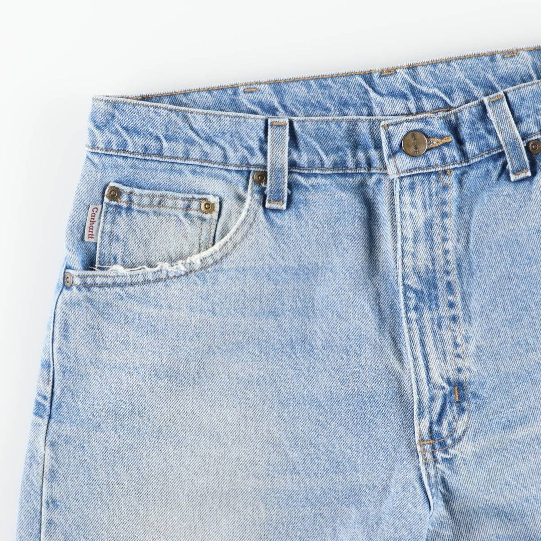 00'S Carhartt tapered denim pants for men, W33 equivalent cotton Blue type light blue Vintage Second Hand
