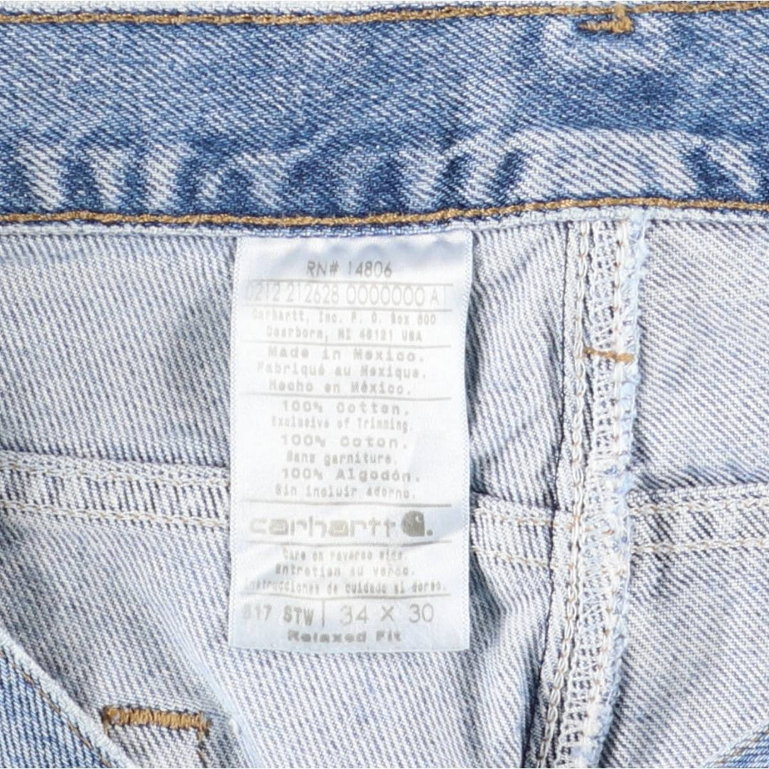 Carhartt Relaxed Fit Tapered Denim Pants for Men, W34 equivalent cotton blue type Vintage Second Hand