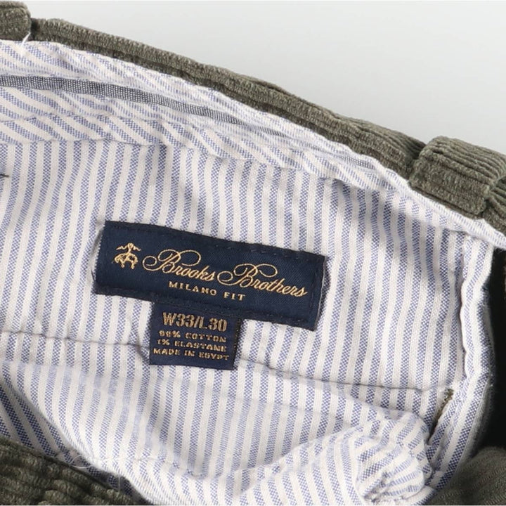 Brooks Brothers Milano Fit Crazy Pattern Corduroy Pants, Men's, Size W32 cotton Khaki type Vintage Second Hand