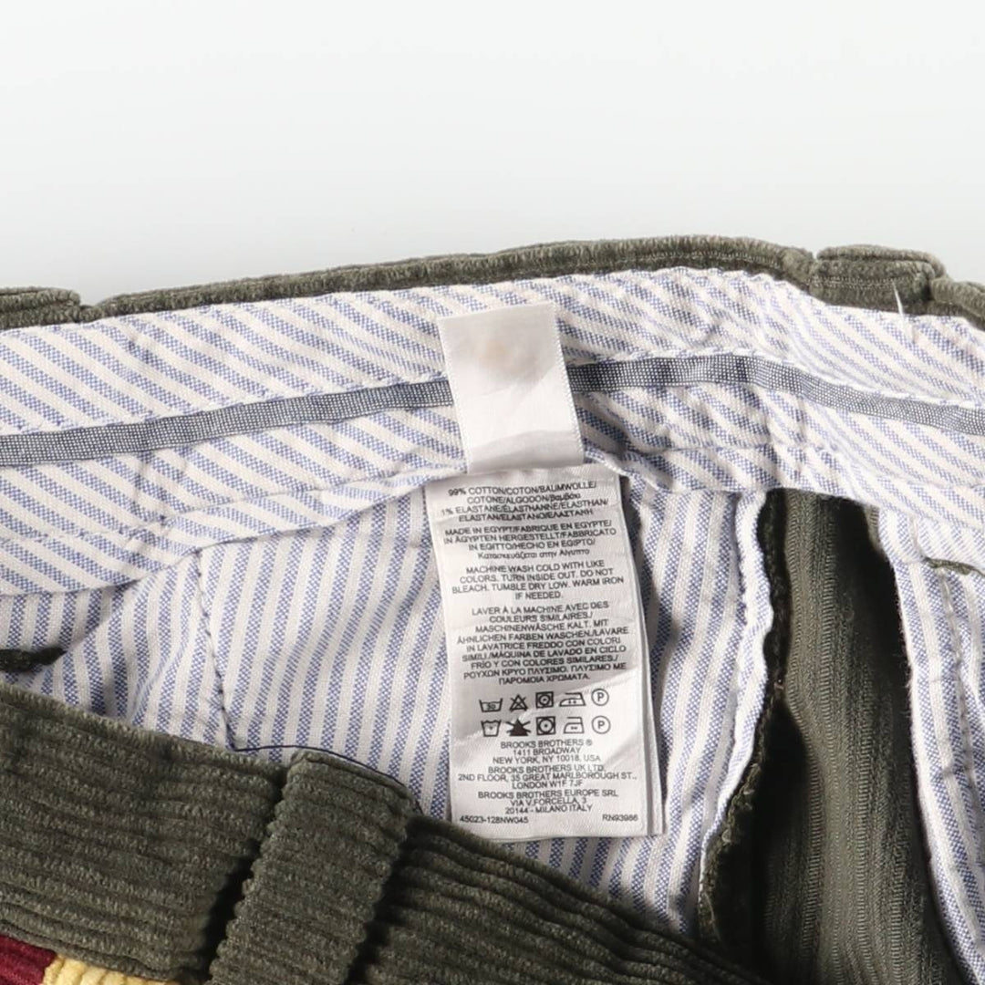 Brooks Brothers Milano Fit Crazy Pattern Corduroy Pants, Men's, Size W32 cotton Khaki type Vintage Second Hand