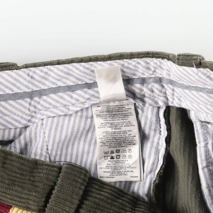 Brooks Brothers Milano Fit Crazy Pattern Corduroy Pants, Men's, Size W32 cotton Khaki type Vintage Second Hand