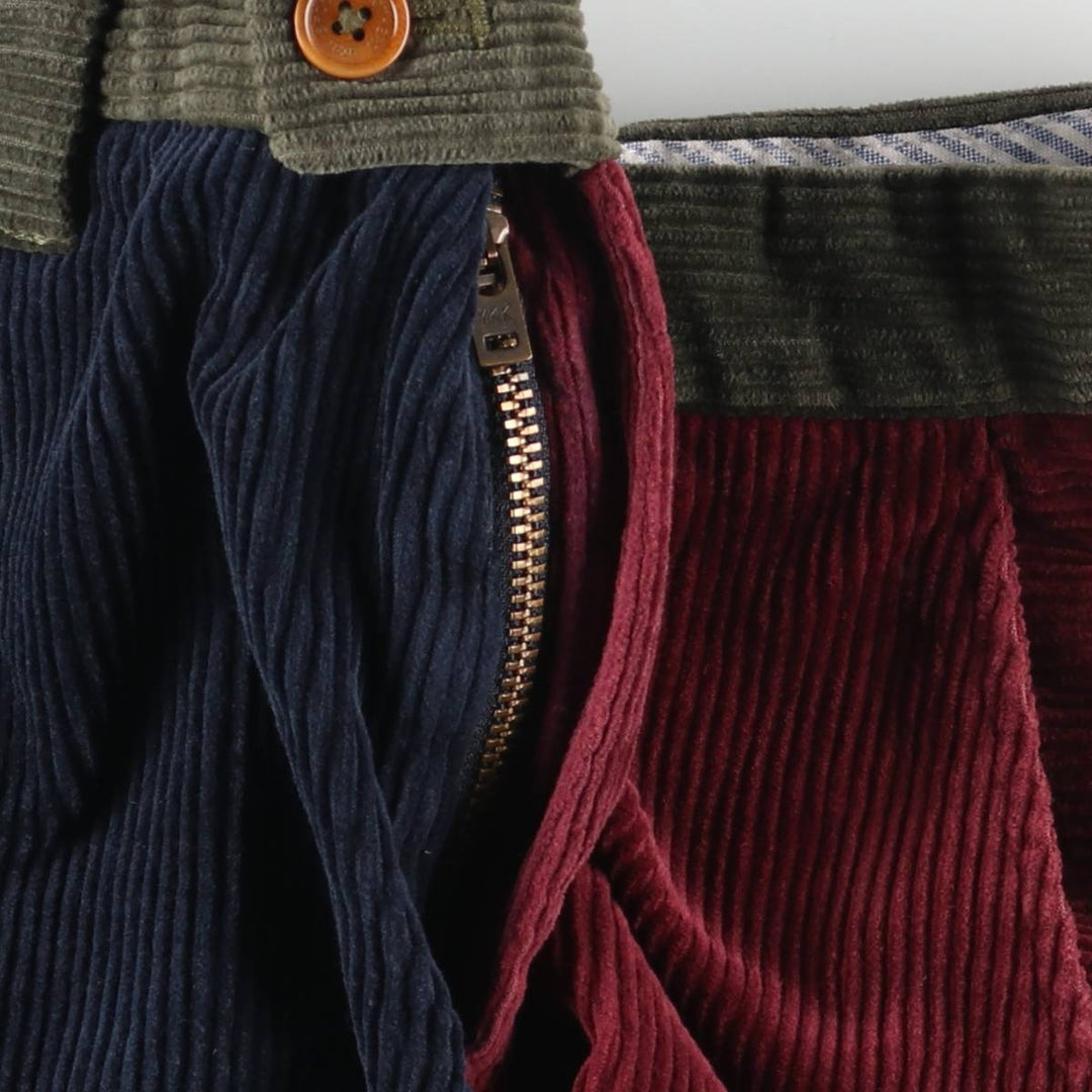 Brooks Brothers Milano Fit Crazy Pattern Corduroy Pants, Men's, Size W32 cotton Khaki type Vintage Second Hand