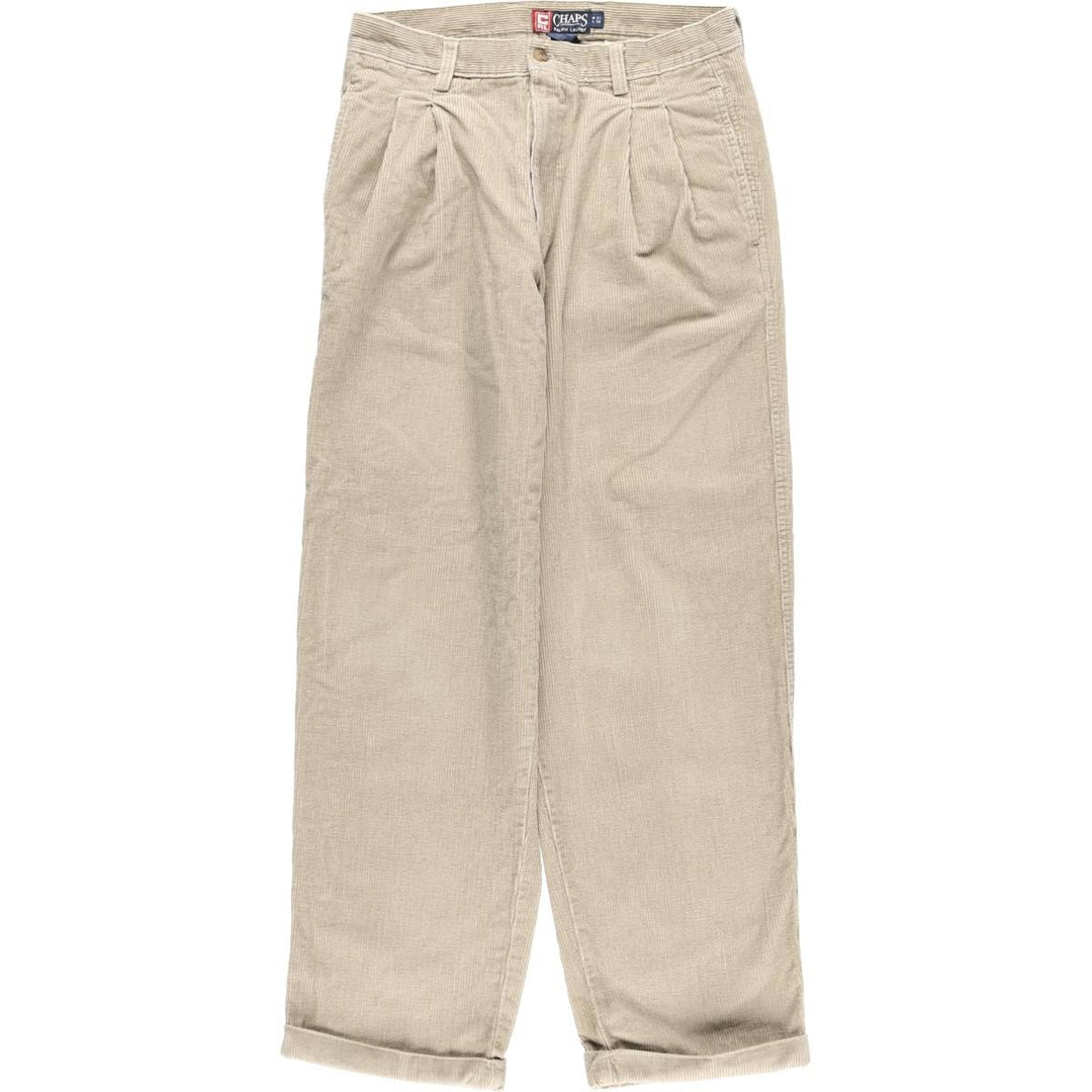Ralph Lauren Chaps Two-pleat Corduroy Pants Men's Size W30 cotton Beige type Vintage Second Hand
