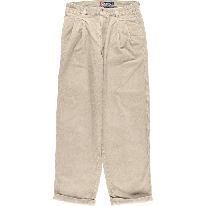 Ralph Lauren Chaps Two-pleat Corduroy Pants Men's Size W30 cotton Beige type Vintage Second Hand