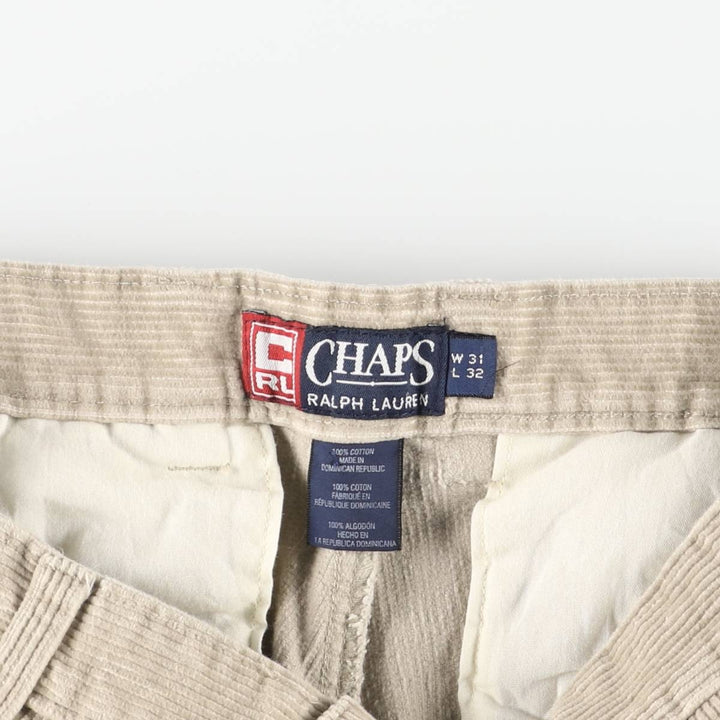 Ralph Lauren Chaps Two-pleat Corduroy Pants Men's Size W30 cotton Beige type Vintage Second Hand