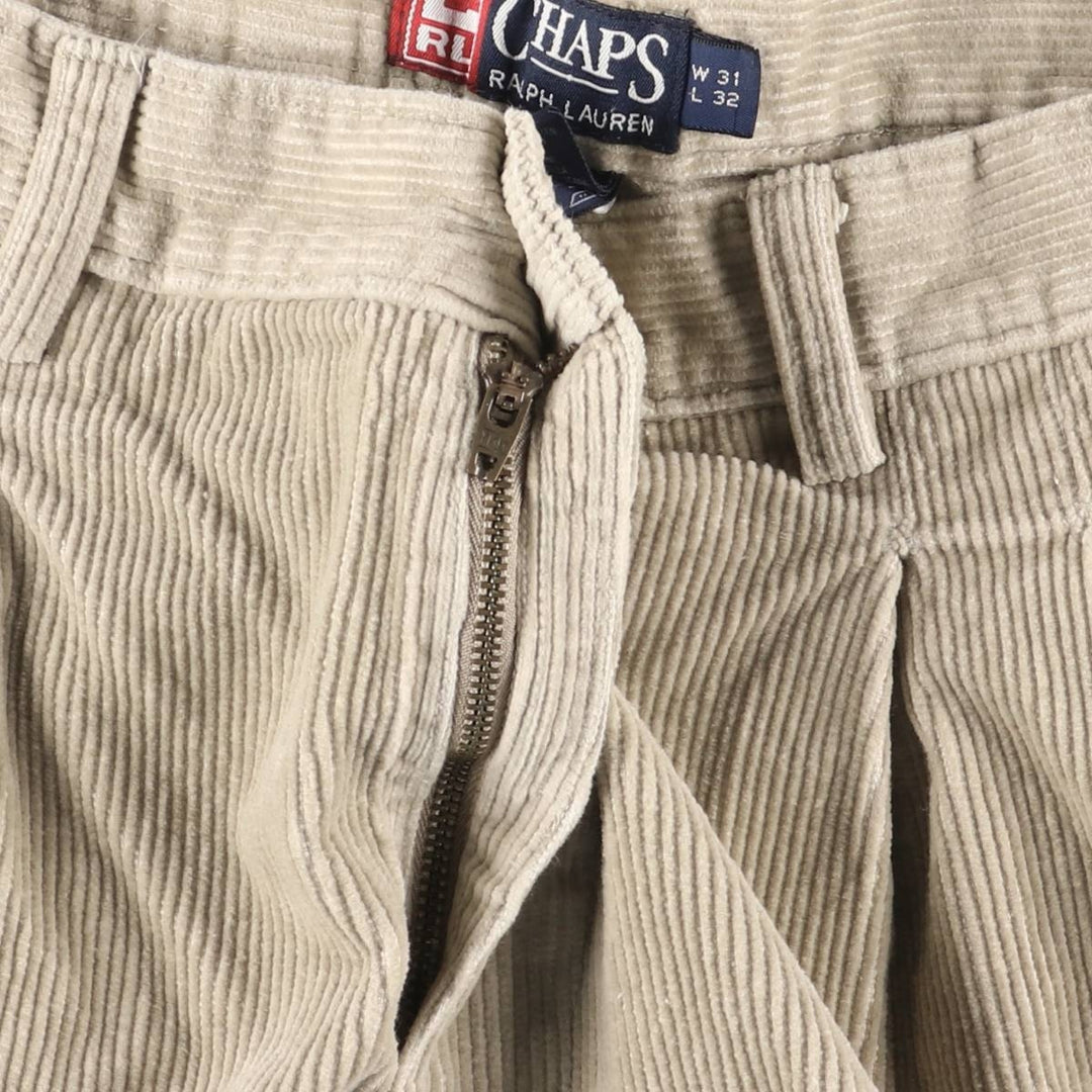 Ralph Lauren Chaps Two-pleat Corduroy Pants Men's Size W30 cotton Beige type Vintage Second Hand