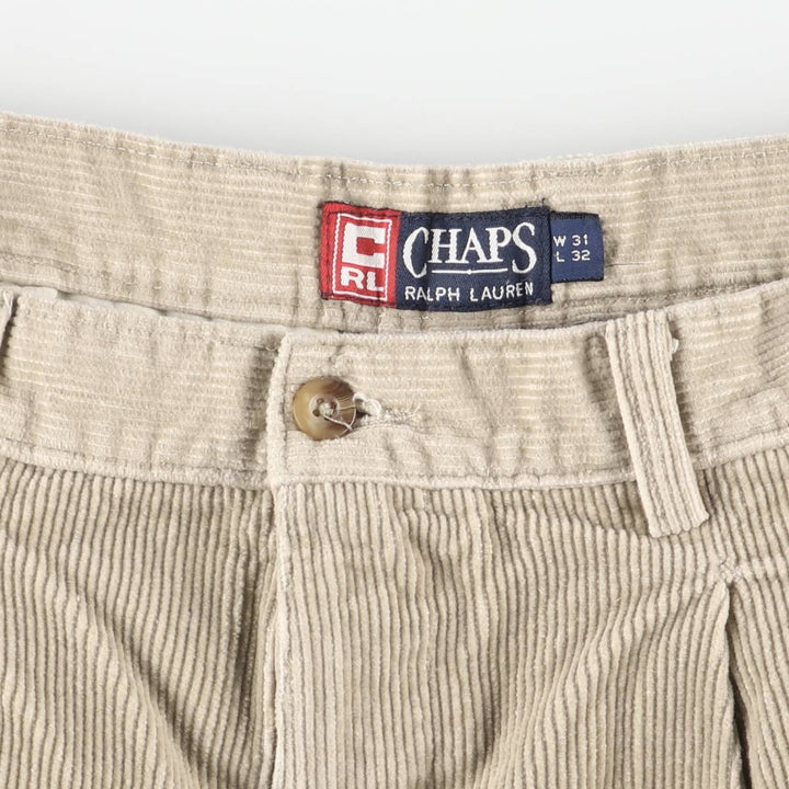 Ralph Lauren Chaps Two-pleat Corduroy Pants Men's Size W30 cotton Beige type Vintage Second Hand