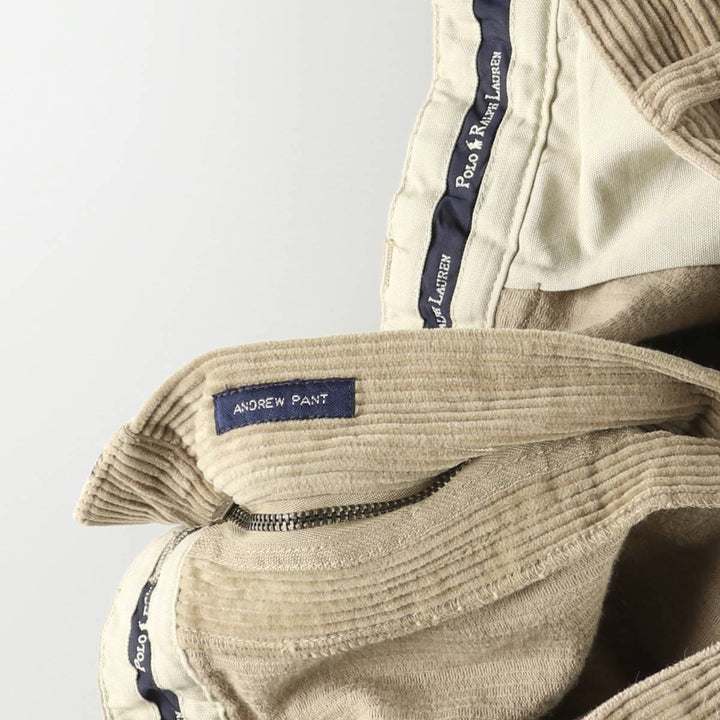 Ralph Lauren Polo Ralph Lauren Two-pleat Corduroy Pants Men's Size W37 cotton Beige type Vintage Second Hand