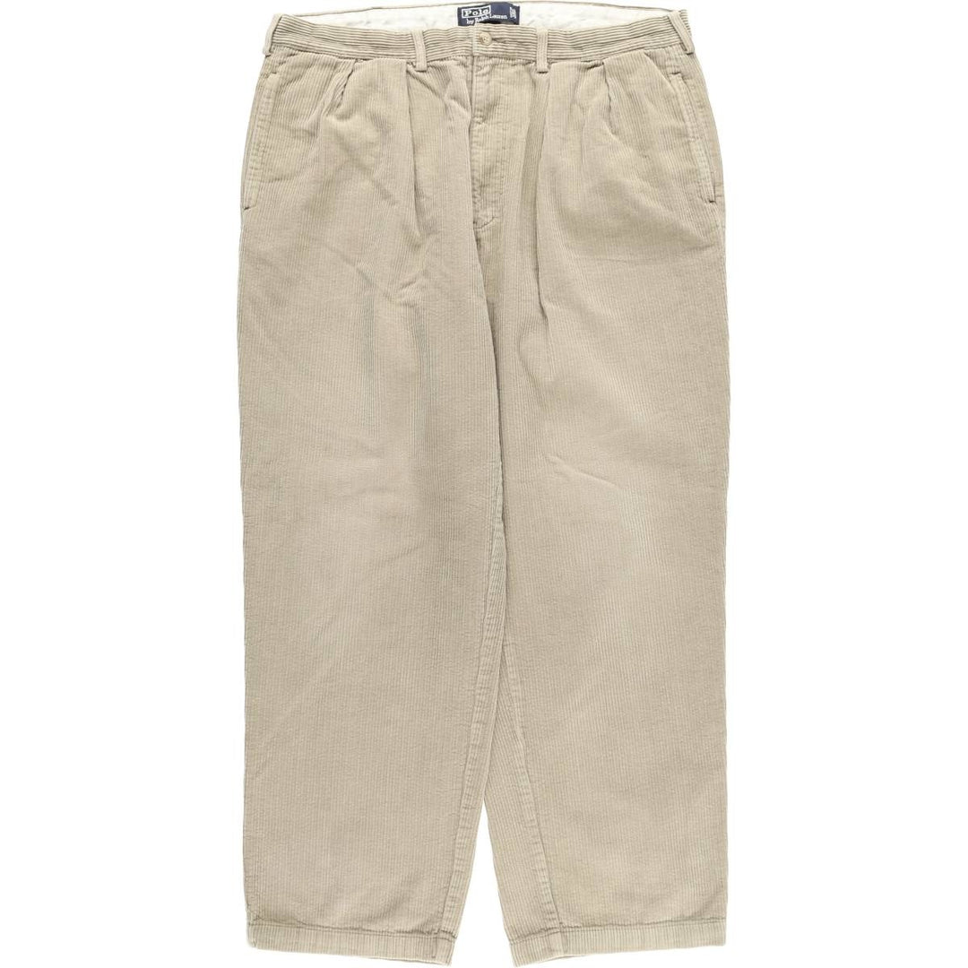 Ralph Lauren POLO by Ralph Lauren ANDREW PANT, two-pleat corduroy pants, men's w36 equivalent cotton Beige type Vintage Second Hand