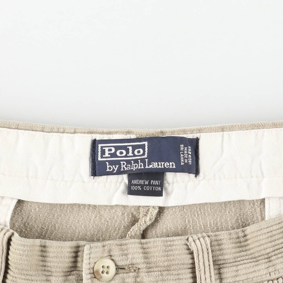 Ralph Lauren POLO by Ralph Lauren ANDREW PANT, two-pleat corduroy pants, men's w36 equivalent cotton Beige type Vintage Second Hand
