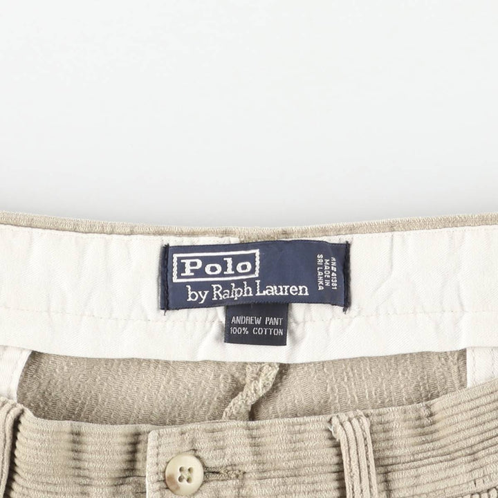 Ralph Lauren POLO by Ralph Lauren ANDREW PANT, two-pleat corduroy pants, men's w36 equivalent cotton Beige type Vintage Second Hand
