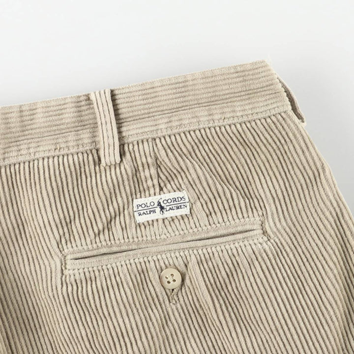 Ralph Lauren POLO by Ralph Lauren ANDREW PANT, two-pleat corduroy pants, men's w36 equivalent cotton Beige type Vintage Second Hand
