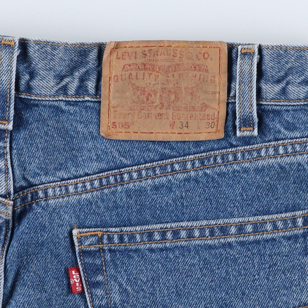 00'S Levi's 505 REGULAR FIT STRAIGHT LEG tapered denim pants for men, size w33 cotton blue type Vintage Second Hand