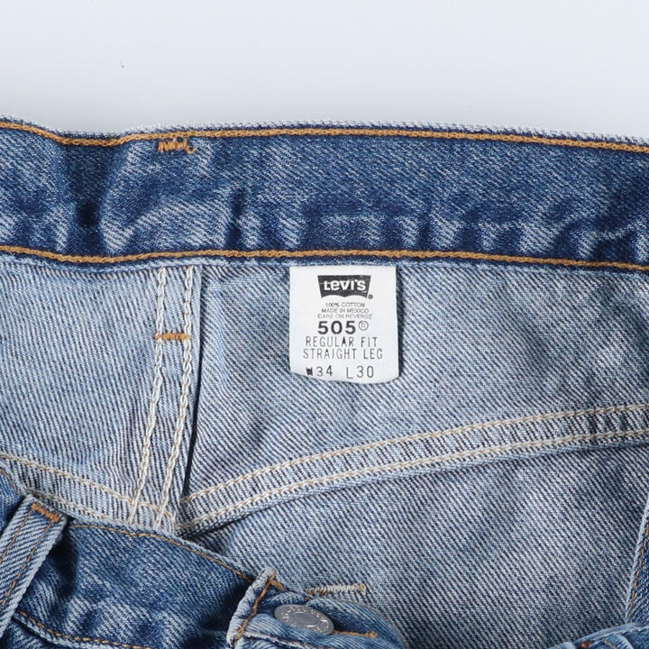 00'S Levi's 505 REGULAR FIT STRAIGHT LEG tapered denim pants for men, size w33 cotton blue type Vintage Second Hand