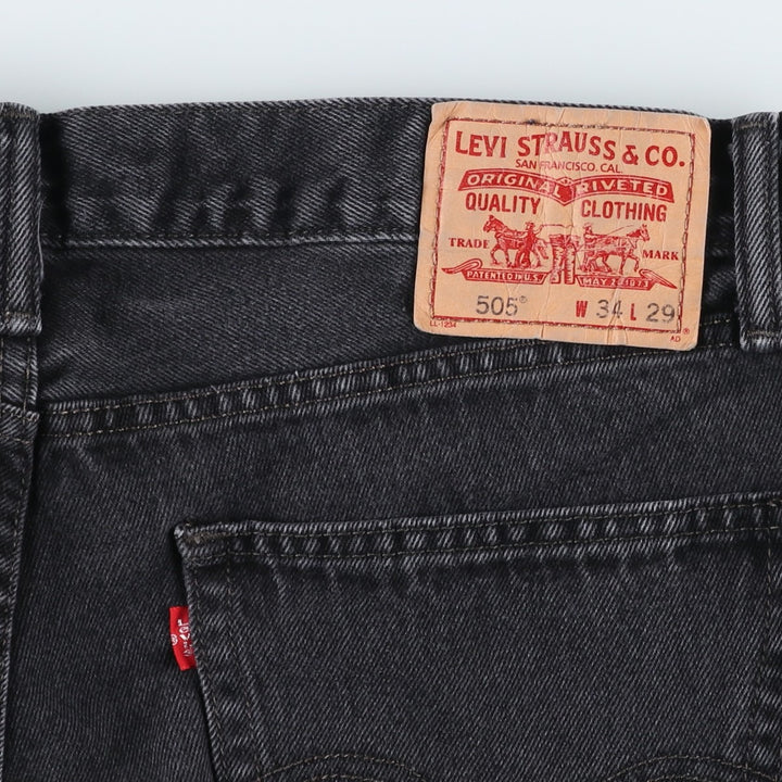 Levi's 505 Straight Fit Tapered Denim Pants, Black, Men's, Size 35 cotton black type Vintage Second Hand
