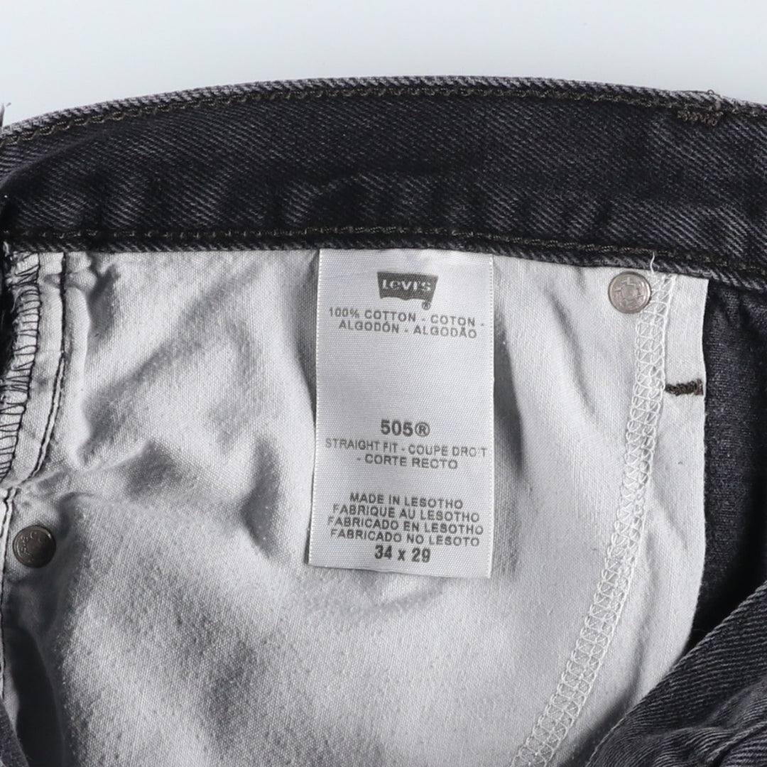 Levi's 505 Straight Fit Tapered Denim Pants, Black, Men's, Size 35 cotton black type Vintage Second Hand