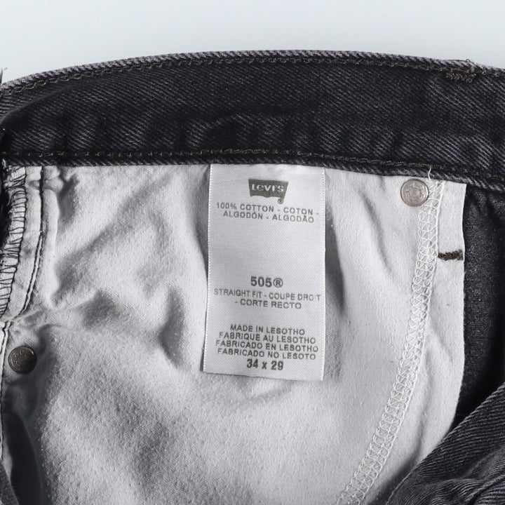 Levi's 505 Straight Fit Tapered Denim Pants, Black, Men's, Size 35 cotton black type Vintage Second Hand