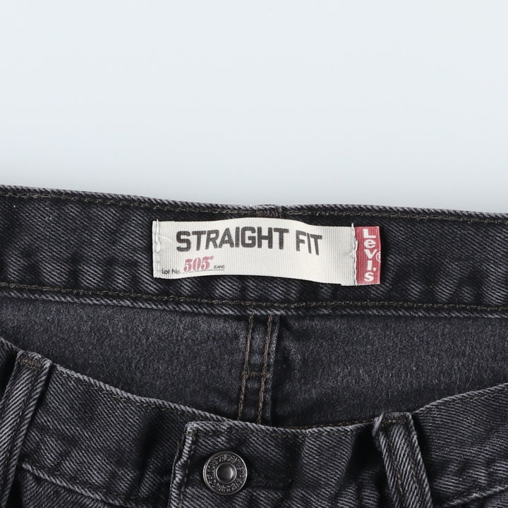 Levi's 505 Straight Fit Tapered Denim Pants, Black, Men's, Size 35 cotton black type Vintage Second Hand