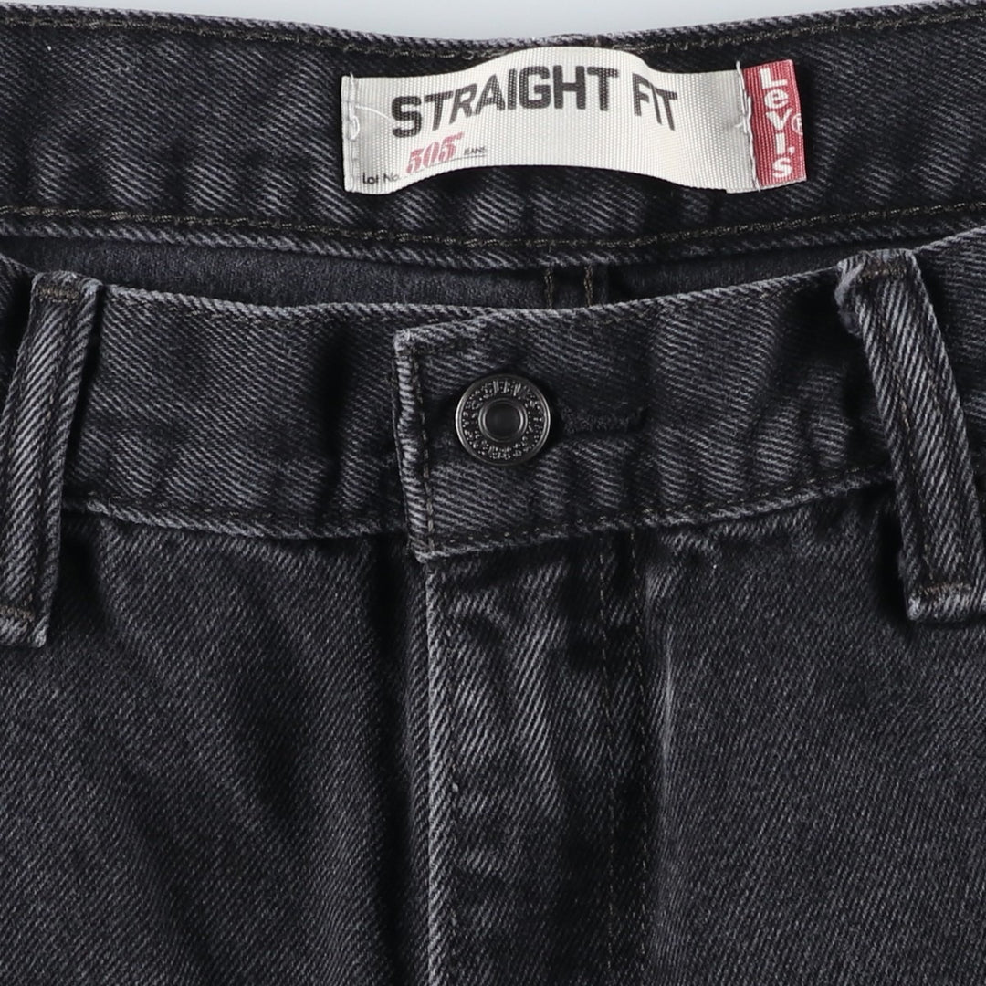Levi's 505 Straight Fit Tapered Denim Pants, Black, Men's, Size 35 cotton black type Vintage Second Hand