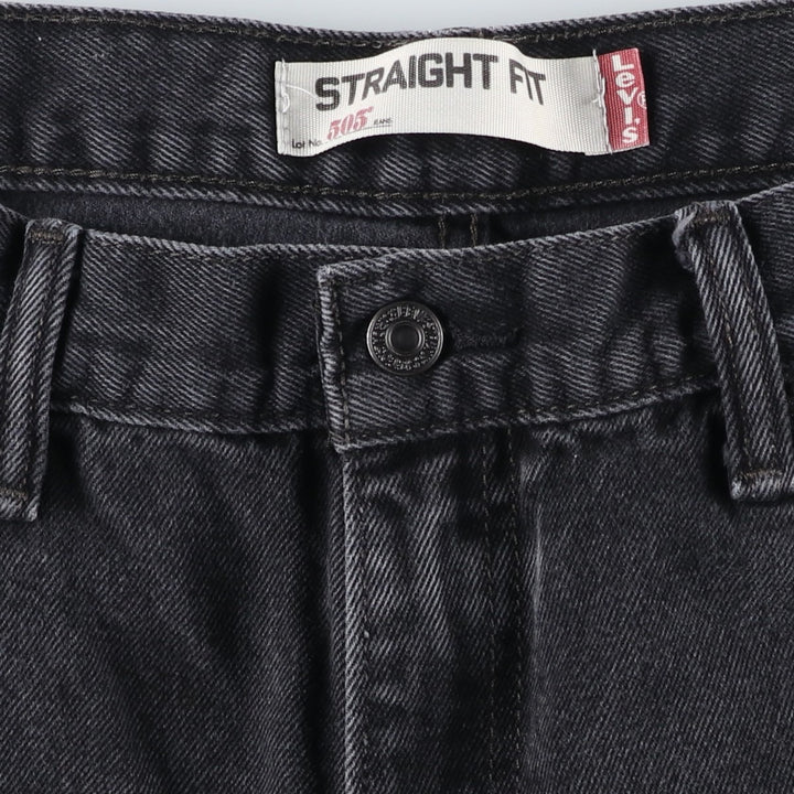 Levi's 505 Straight Fit Tapered Denim Pants, Black, Men's, Size 35 cotton black type Vintage Second Hand