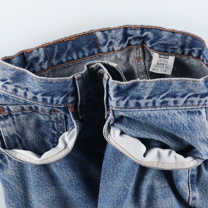 00'S Levi's 505 REGULAR FIT STRAIGHT LEG tapered denim pants for men, size w31 cotton blue type Vintage Second Hand